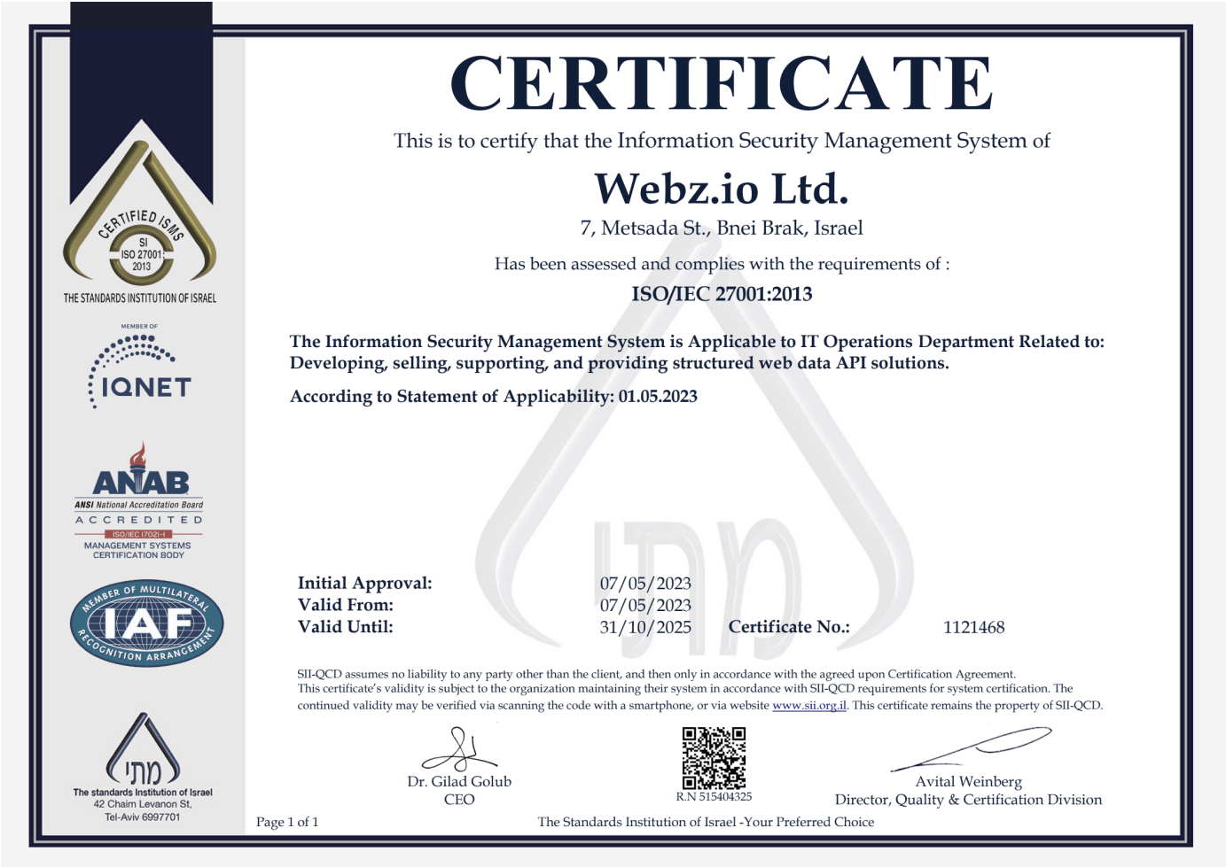 ISO Certificate